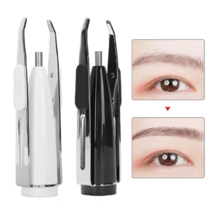 Slanted Tweezers LED Camera Tweezers for Eyebrows Hair Removal w/ 10X Magnification Portable Hair Plucking Tweezers Makeup Tools 1