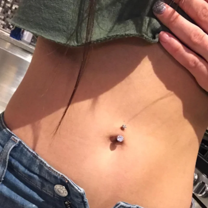 3PCS/Lot Surgical Steel Crystal Belly Button Piercing Set 14G Heart Belly Piercing Pack CZ Navel Ring Set Cute Belly Bar Bulk 2