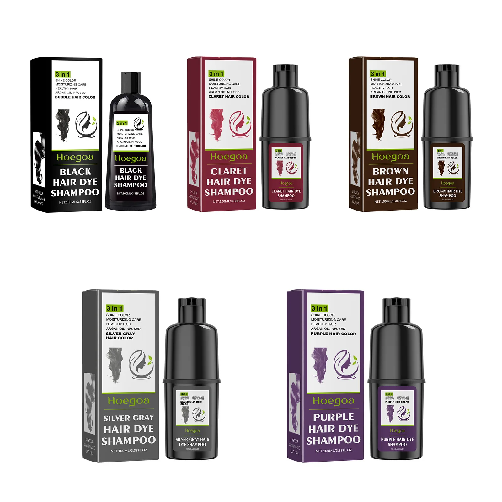 3 In 1 Hair Coloring Shampoo Natural Nourish Black Purple Hair Dye For Men Women Non Irritating Repair Fashion Hair Styling Tool 2