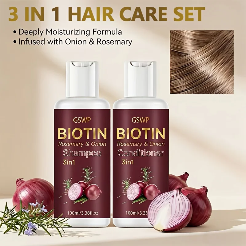 GSWP 3-in-1 rosemary and onion shampoo conditioner set,containing glycerine, rosemary ingredients, rich foam,deep cleaning.200ml 5