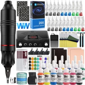 Professional Tattoo Machine Pen Kit with Cartridge Needles Power Supply Tattoo Inks Rotary Tattoo Pen Set for Beginners Body Art 1