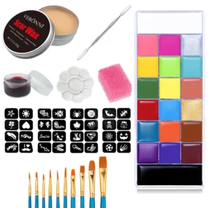 SFX Makeup Kit 20 Colors Face Body Paint Oil Stage Special Effects Halloween Wound Scar Wax Makeup Fake Scab Blood Spatula 1