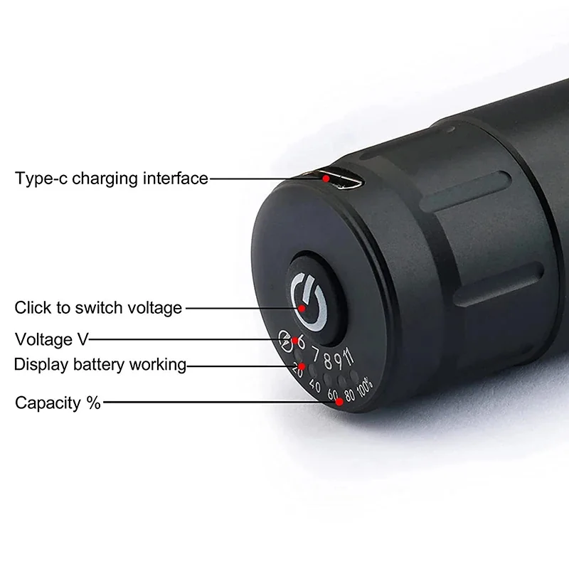 Wireless Rotary Tattoo Pen Kit – Mini Rocket Tattoo Machine Set with 1300mAh Battery, Adjustable 6–11V Speed Control, Type-C Cha 3