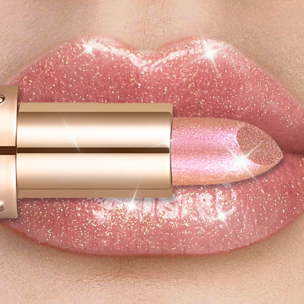 Metallic Violet Chameleon Lipstick Color Changing Matte Glitter Diamond Lipstick Waterproof Pearl Shine Lip Gloss Sexy Makeup 4