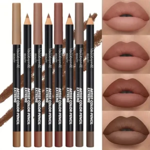 4pcs/Set lip liner set and eyeliner set Nude Brown Collection Long-lasting Matte Waterproof Lipstick Set Women'S Lip Cosmetics 1