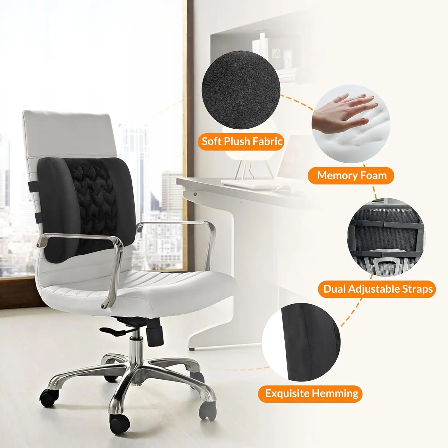 Heated Lumbar Support Pillow for Office Chair with Vibration Massage, Ergonomic Back Cushion for Desk Chair, Gift for Mom Dad 6