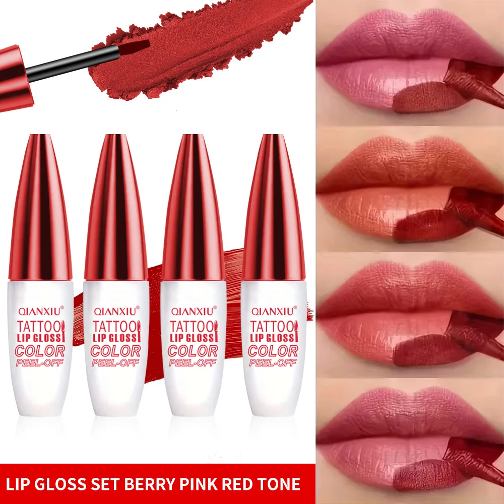 4-color Peel-off Lip Gloss, Water-resistant and Easy To Apply, Long-lasting and Does Not Stick To The Cup 2