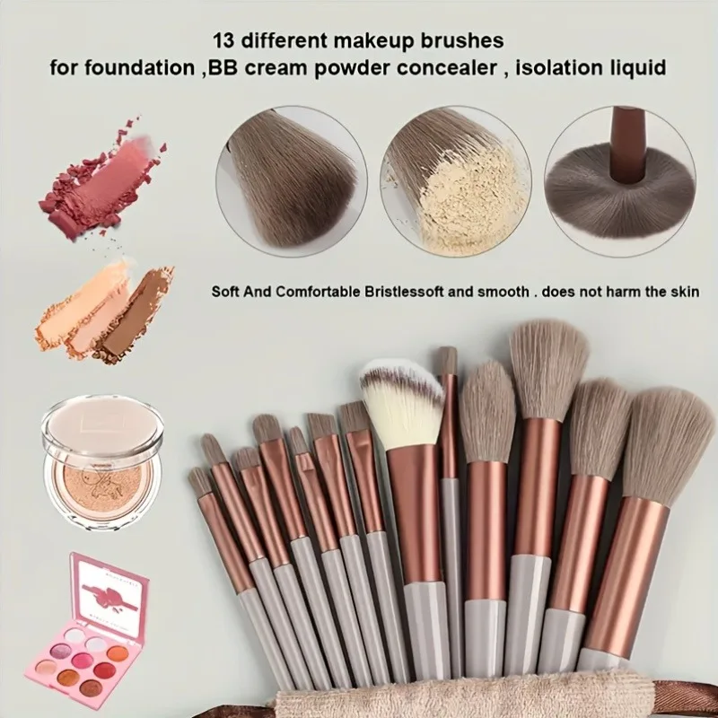 13pcs Makeup Brush Set Ultra-Soft Synthetic Hair Brushes for Foundation Blush Eyeshadow Ideal Gift for Christmas Holiday 5