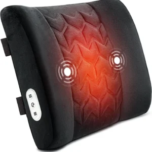 Heated Lumbar Support Pillow for Office Chair with Vibration Massage, Ergonomic Back Cushion for Desk Chair, Gift for Mom Dad 1