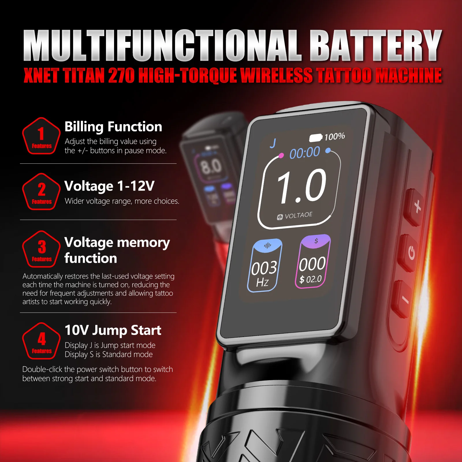 XNET Titan270 Wireless Tattoo Machine Full Kit Brushless Motor 4.0+5.0mm Stroke 40pcs Mixed Cartridges Tattoo Pen Set For Tattoo 3