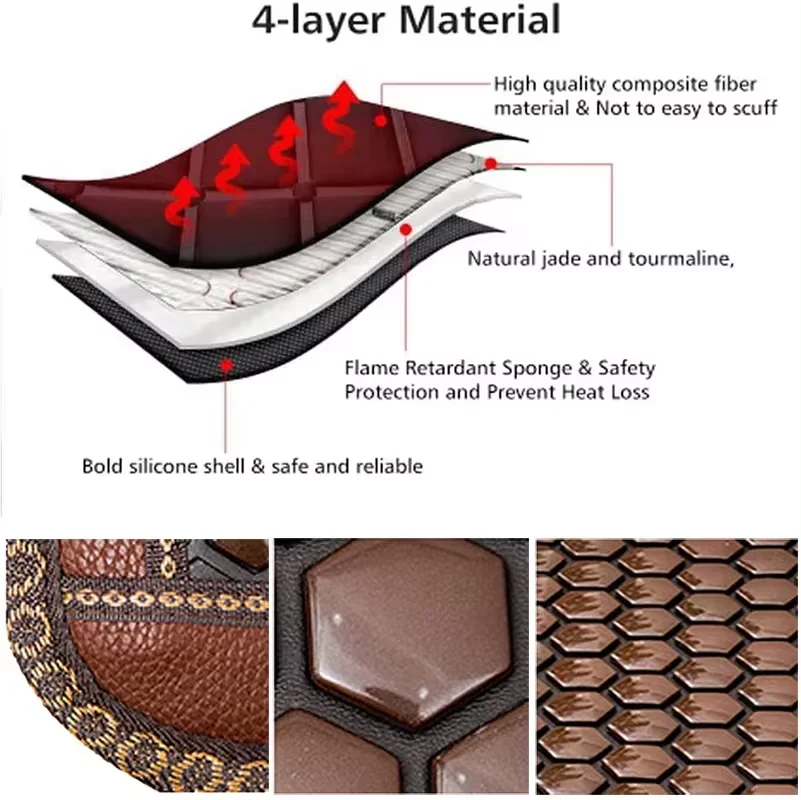 Natural Tourmaline Heating Cushion Jade Square Massage Pad Office And Home Seat Cushion For Relaxing Mood Adjustable Temperature 5