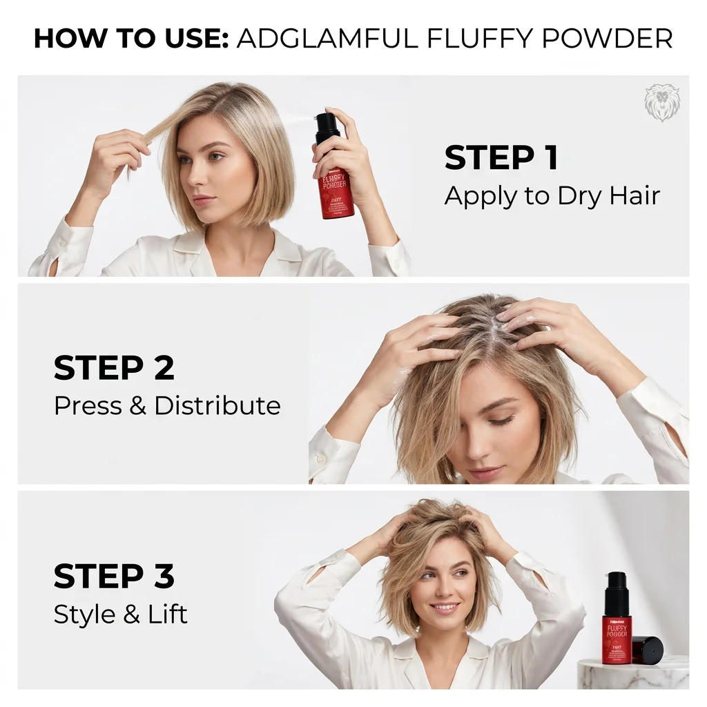 Adglamful 8g Fluffy Hair Volumizing Powder Press Pump, Mattifying Hair Styling Dust Oil Control Increase Volume Travel Size 6