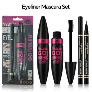 Mascara with Eyeliner Combo Black Slim Drawing Line Smooth Definition Long Lasting Waterproof Eye Makeup 2 Pcs Set 1