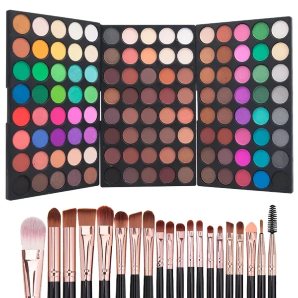 120 Colors Matte Shimmer Eyeshadow Palette Natural Waterproof Lasting Eye Shadow Makeup Set with 20 makeup brushes Cosmetics Kit 1