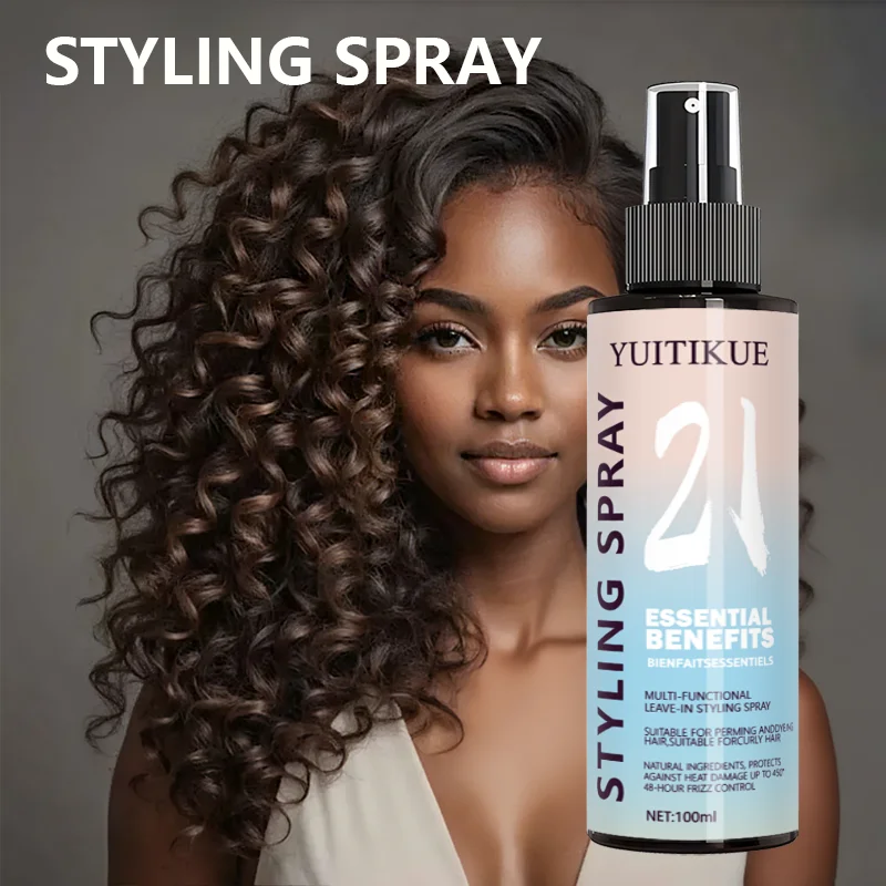 YUITIKUE 21 Essential Benefits Styling Spray | Multi-Functional Leave-In, Heat Protect & Frizz Control 100ml 5