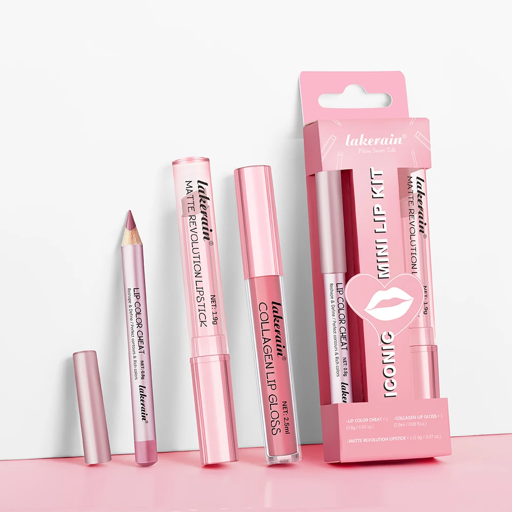 Lipliner&Lipstick Lip Gloss Set 3pcs/set Waterproof Long Lasting Lip Makeup Matte Travel Mini Set Women's Makeup Cosmetics 3