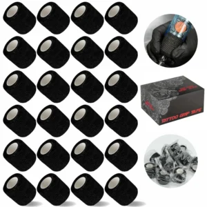 48/24/3PCS Black Tattoo Grip Cover Wraps Self-Adhesive Elastic Bandage Tape Breathable Strong Sports Tape Athletic Bandage Rolls 1