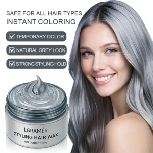 Silver Gray Temporary Hair Color Wax,Instant Natural Hairstyle Cream Dye for Youth,Disposable Coloring Mud for Cosplay Halloween 1