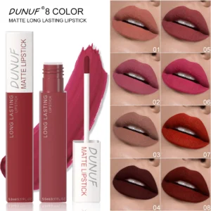 Long-Lasting Lip Gloss Lipstick Matte Velvet Waterproof Smooth Non-sticky Non-transfer Deep Red Nude Y2K Daily&Party Makeup Gift 1