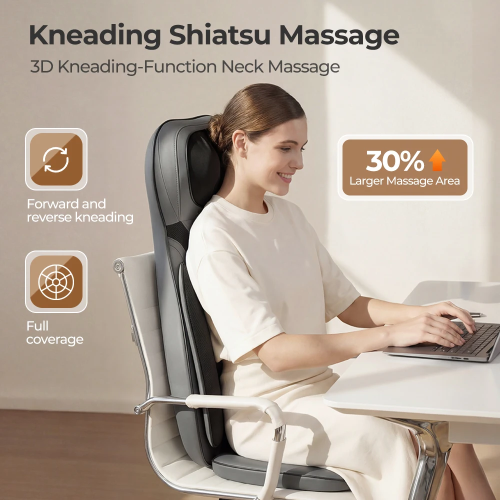 Shiatsu Neck Back Massager with Heat, Adjustable Massage Chair Pad Back Support Massage Seat Cushion for Full Body Massager Gifts for Dad Mom, Adjustable Intensity and Height for Office Chair and Home Use 4