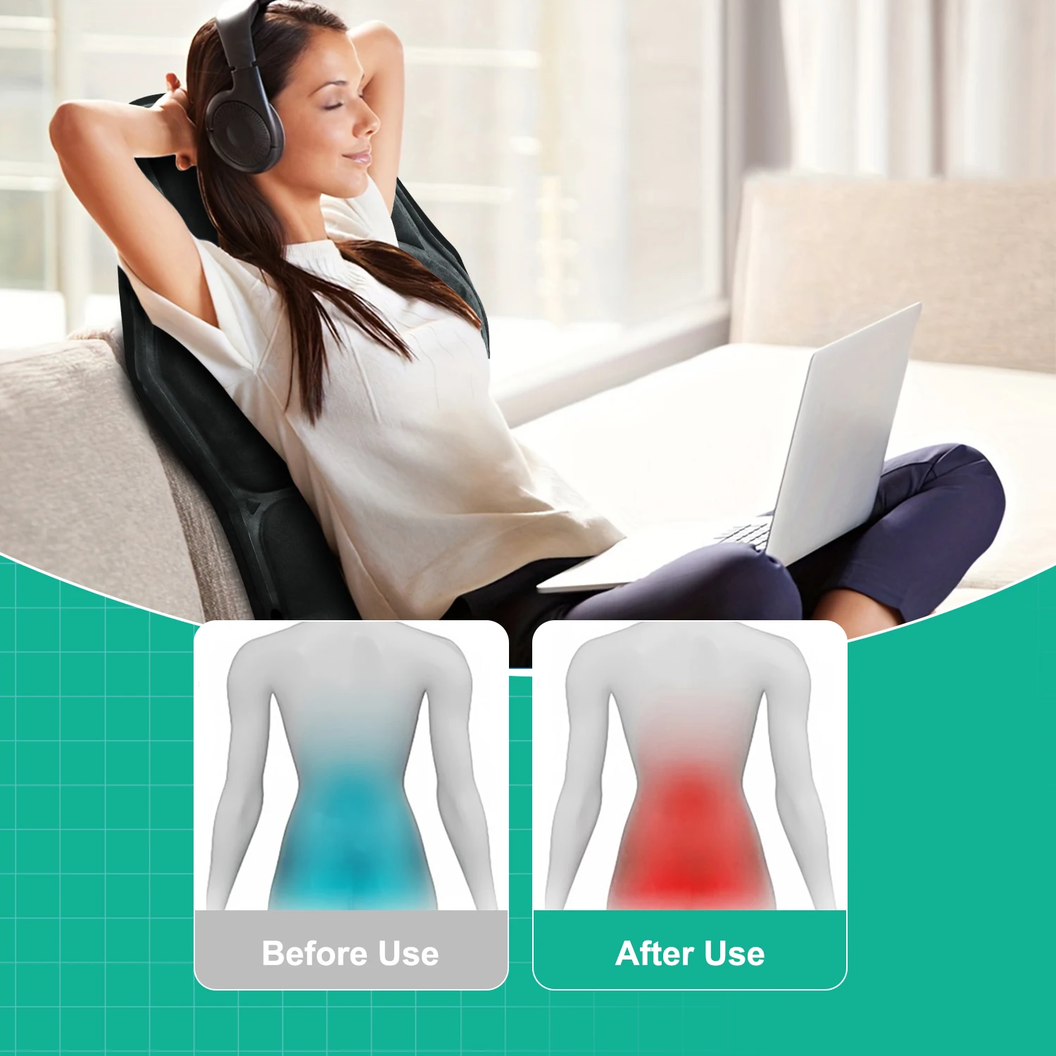 Vibration Back Massager Seat Cushion with Heat,Massage Chair Pad,Chair Massager for Pain Relief at Office/Home,Gifts for Parents 3