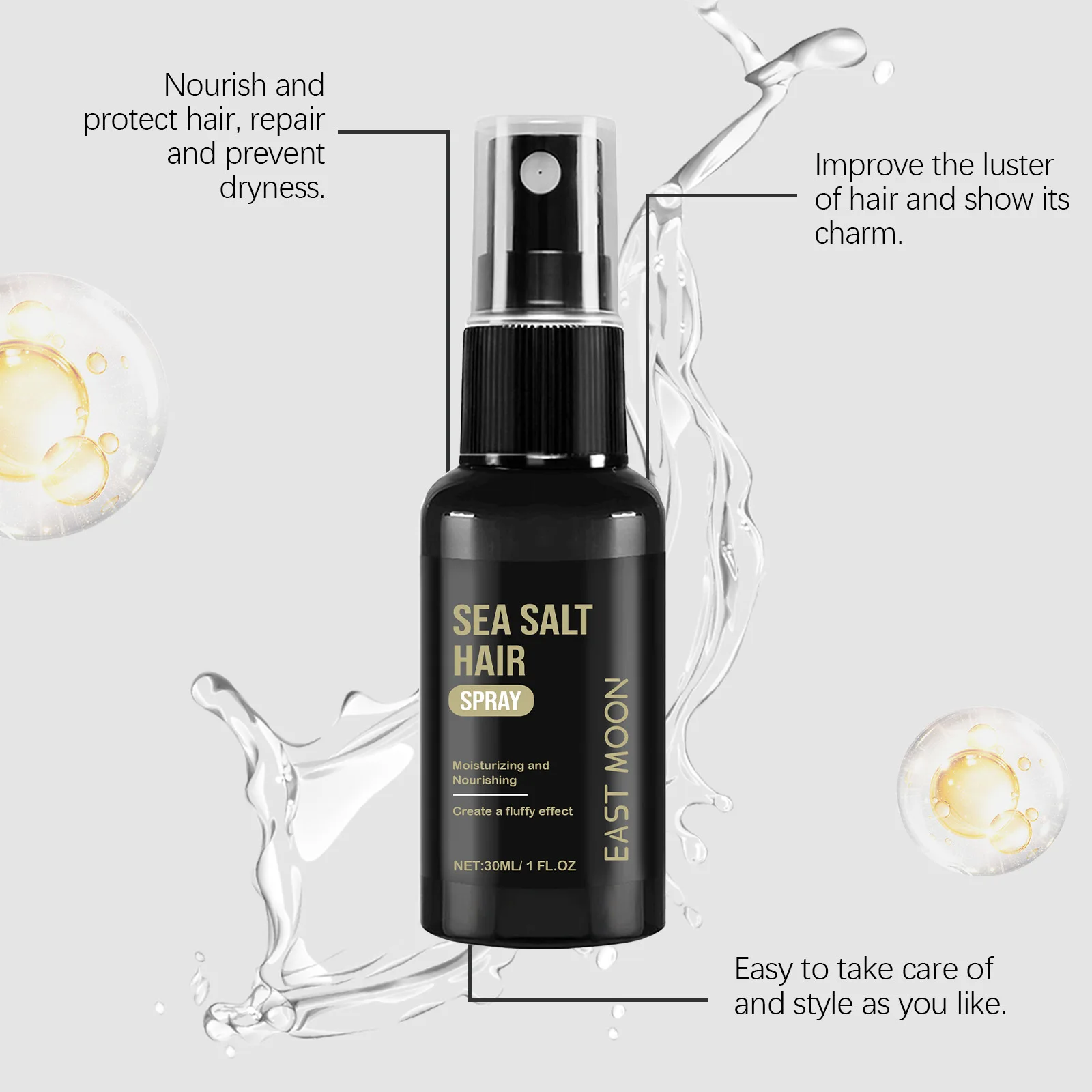 East Moon Sea Salt Hair Volumizing Spray Improve Texture Strong Hold Wave Thickness Non Greasy Modeling Curly Hair Styling Oils 5