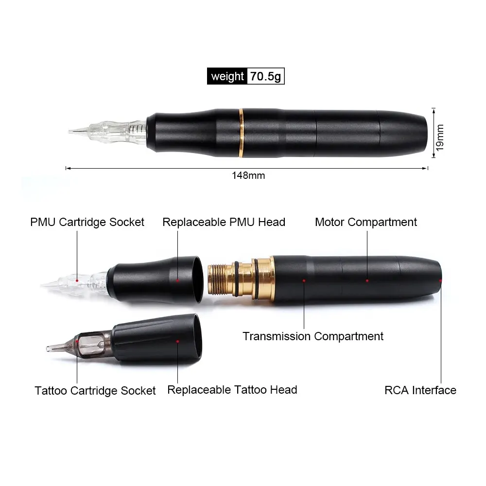 Professional P300 Permanent Makeup Tattoo Machine Kit 2 Heads Microblading Machine For Eyebrow Lip With Tattoo Cartridge Needles 3