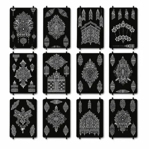 2 Pcs Henna Tattoo Stencils for Hands – Temporary Indian Arabian Hand Design, Left & Right Hand Templates 1