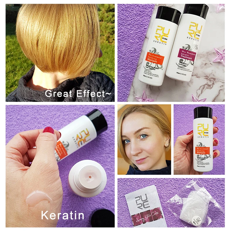 PURC Keratin Treatment Shampoo Conditioner Hair Straightening Products Smoothing Repairing Hair Mask Curly Hair Straighten Care 6