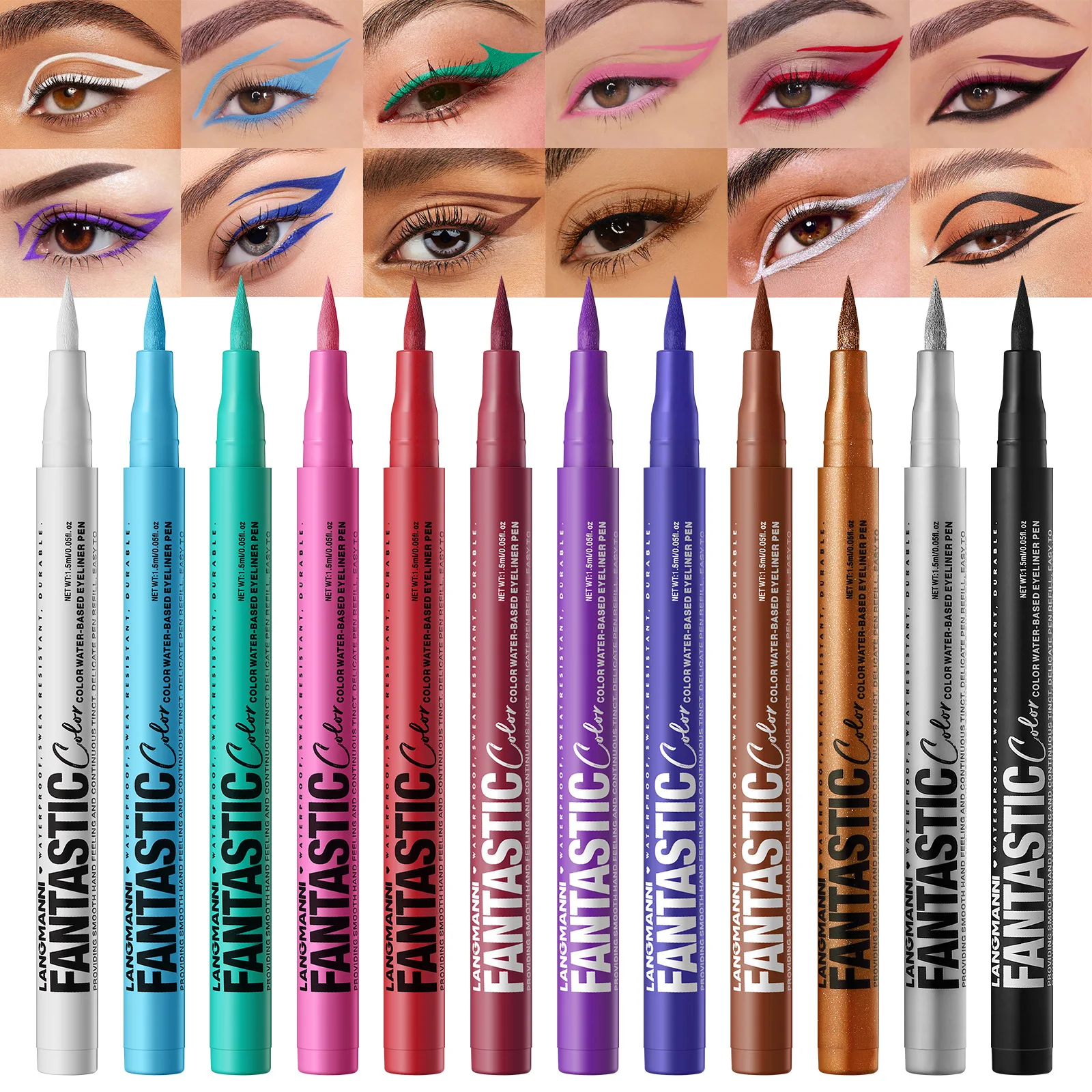 Matte Dark Purple Red Eye Liner Makeup White Liquid Eyeliner Quick-Drying Waterproof Eyeliner Pencil Long-Lasting 12 Color Eyes 6