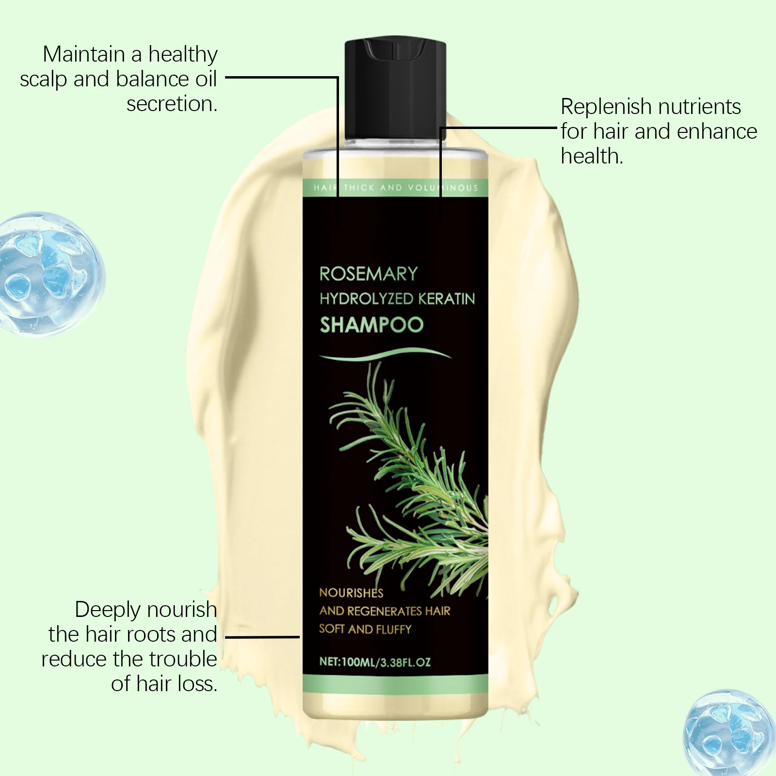 Rosemary Natural Shampoo Hair Thickness Loss Deep Nourishing Scalp Care Strengthen Repair Damaged Oil Control For Men Women 4