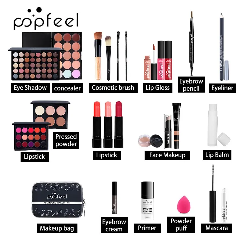 POPFEEL All In One Makeup Kit for Women Full Kit Set, All in One Makeup Sets Include Eyebrow Eyeliner Eyeshadow 4