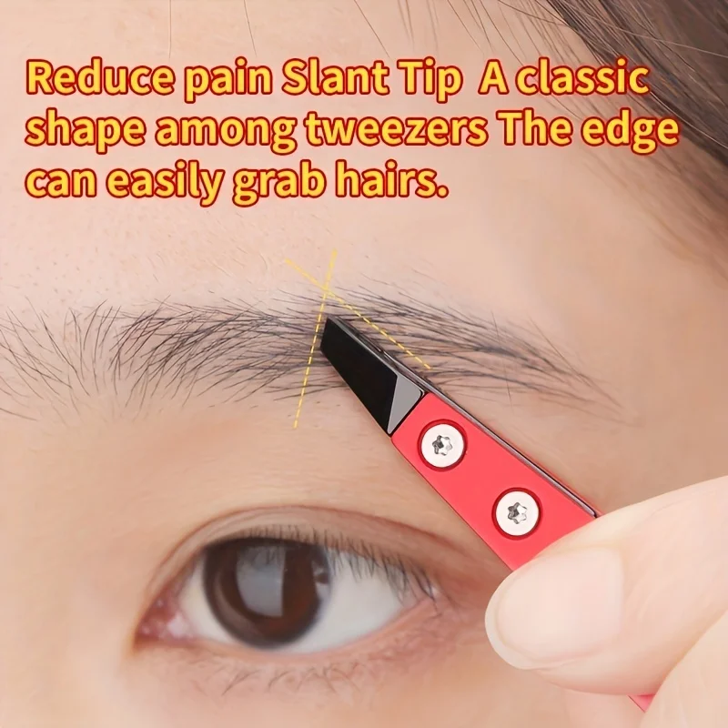 Zirconia Ceramic Pointed Tweezers Stainless Steel Tweezers with Slanted Tips Edges Eyebrows Beards Hair Eyelash Tweezers 5