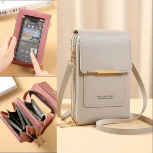 Crazy Bag Fashion Touch Screen Lock Cell Phone Bag Women's Mobile Phone Card Holder Crossbody Shoulder Bag 1