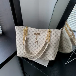 New Presbyopia Handbag Texture Soft Leather Large Capacity Tote Women Bag With Hanging Accessories Shoulder Bag 1