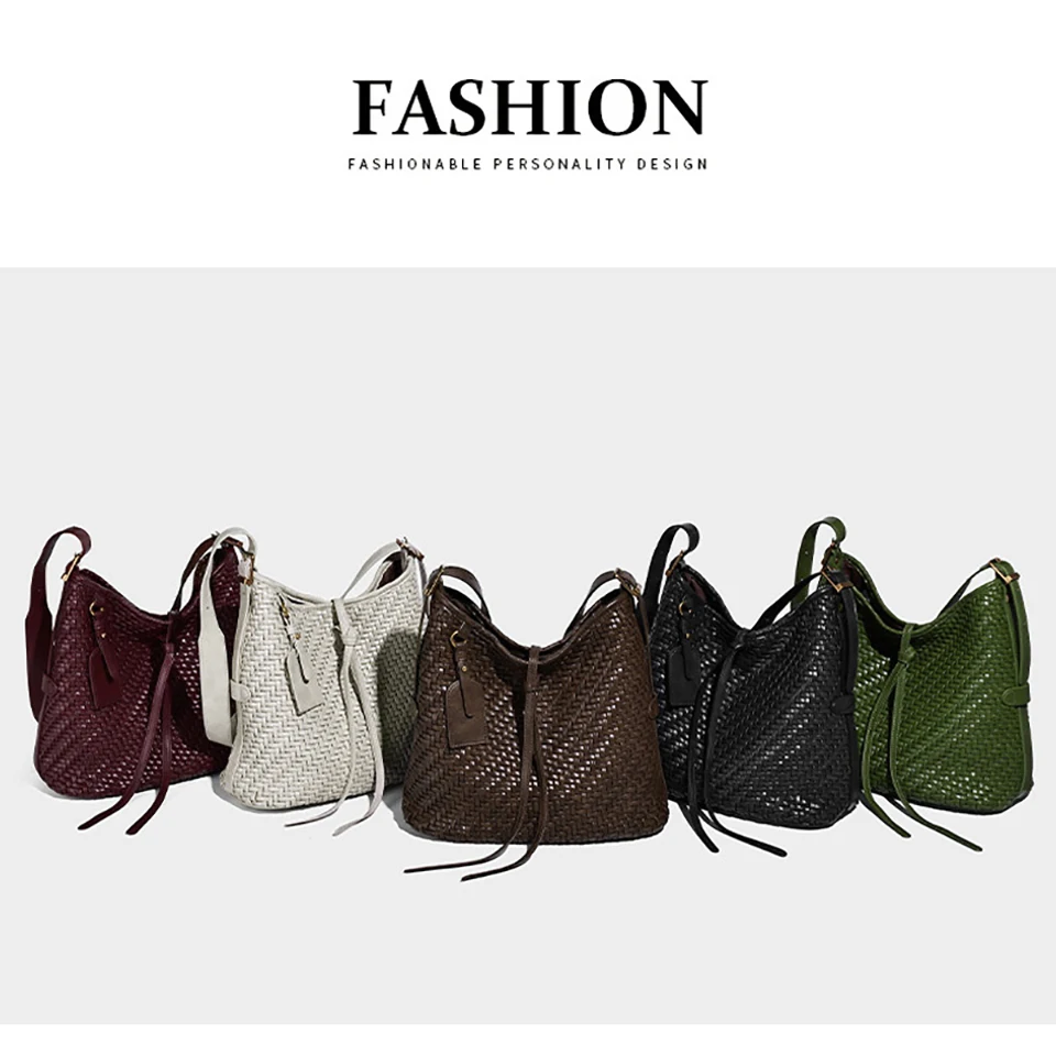 Woven Tote Bag for Women Handbag Shoulder Bag Fashion Woven Hobo Bags Vegan Leather Underarm Handbags Crossbody Large Travel Bag 6