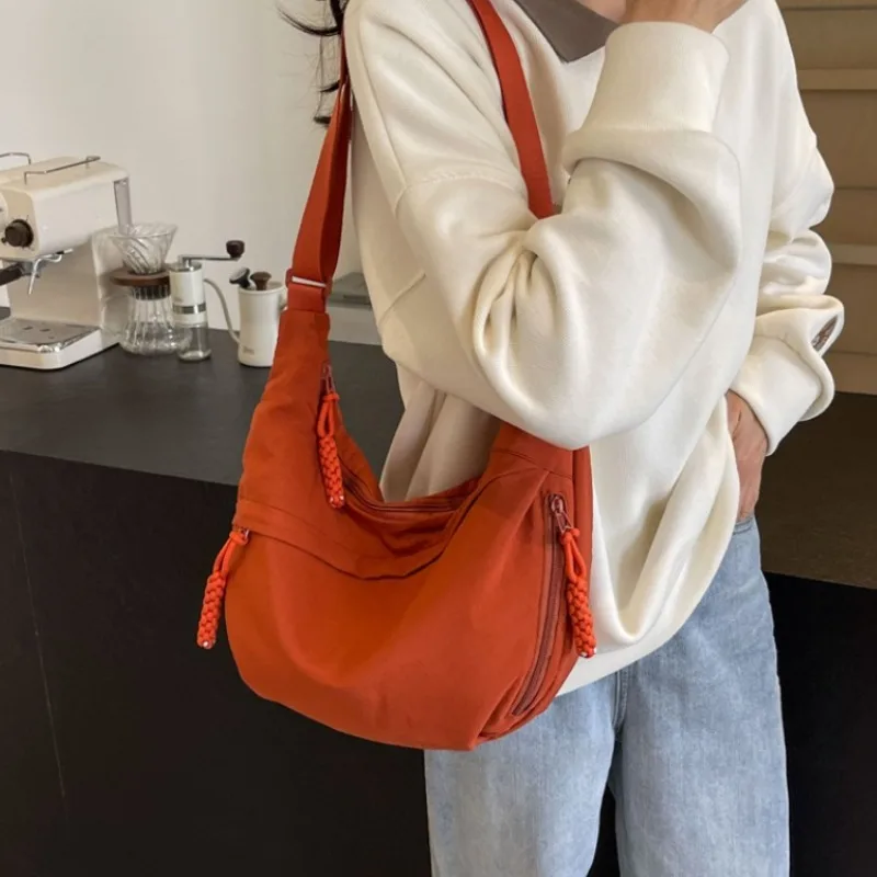 Multi Color Nylon Crescent Hobo Crossbody Bag Adjustable Strap Light Daily Travel Shopping Shoulder Handbag Purse for Women 2