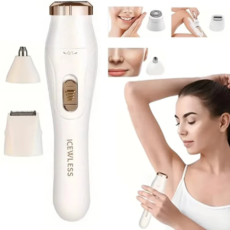 Women Electric Shaver Waterproof Painless Hair Trimmer for Bikini Body Legs Face Underarms Hair Removal Cordless 3