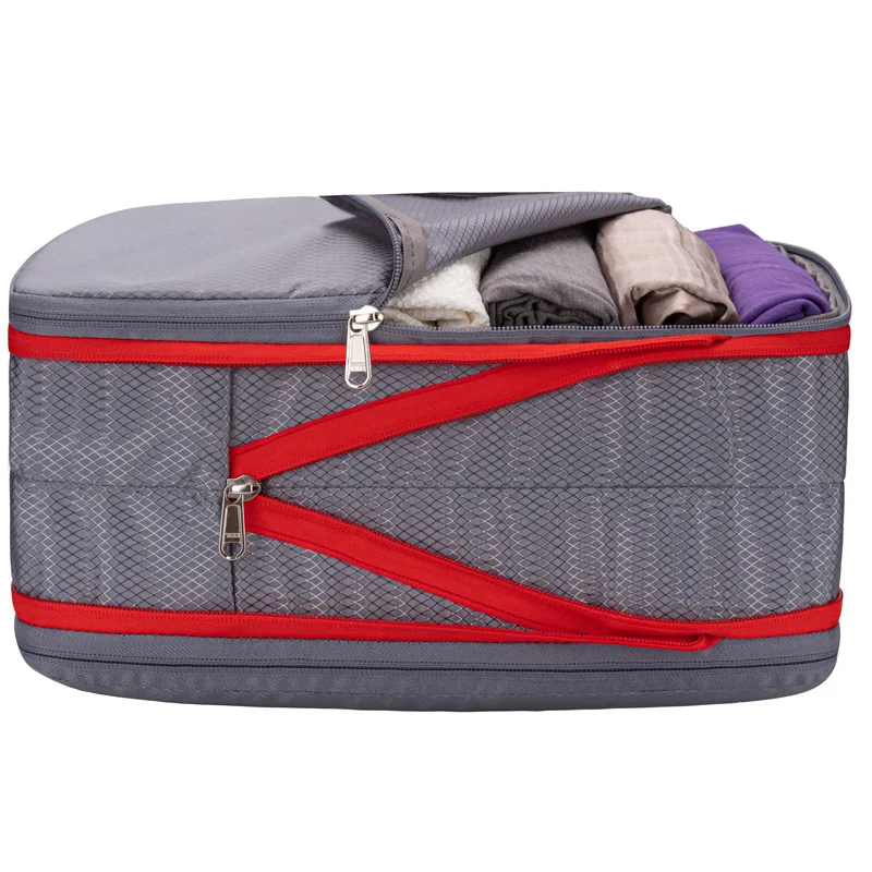 Nylon Travel Compression Packing Cubes Double Layer Portable Pouch Zipper Waterproof Storage Bags for Clothing Shoes Suitcases 2