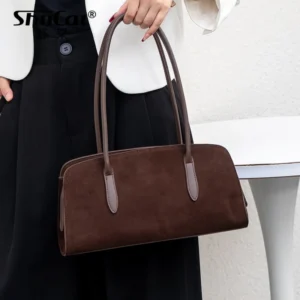 Matte Suede Genuine Cow Leather Big Women's Shoulder Bag Luxury Designer High Quality Huge Commute Travel ladies Handbag Cowhide 1