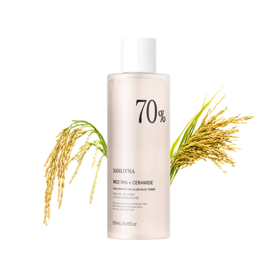 Rice Toner 70% Rice Extract Serum with Niacinamide, Rice Cleansing Foam, Deep Cleansing, Moisturizer for Dry Skin, Skin Care Set 2