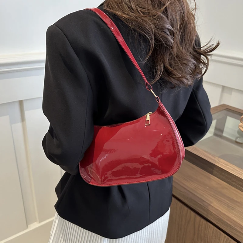 Retro Solid Color PU Leather Shoulder Underarm Bag Women's Fashion Handbags Casual Hobos Purses and Handbag Ladies Hand Bags 2