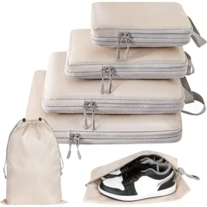 4/6 pcs Compressible Packing Travel Storage Bag Cubes Waterproof Suitcase Nylon Portable With Handbag Luggage Organizer Ryanai 1