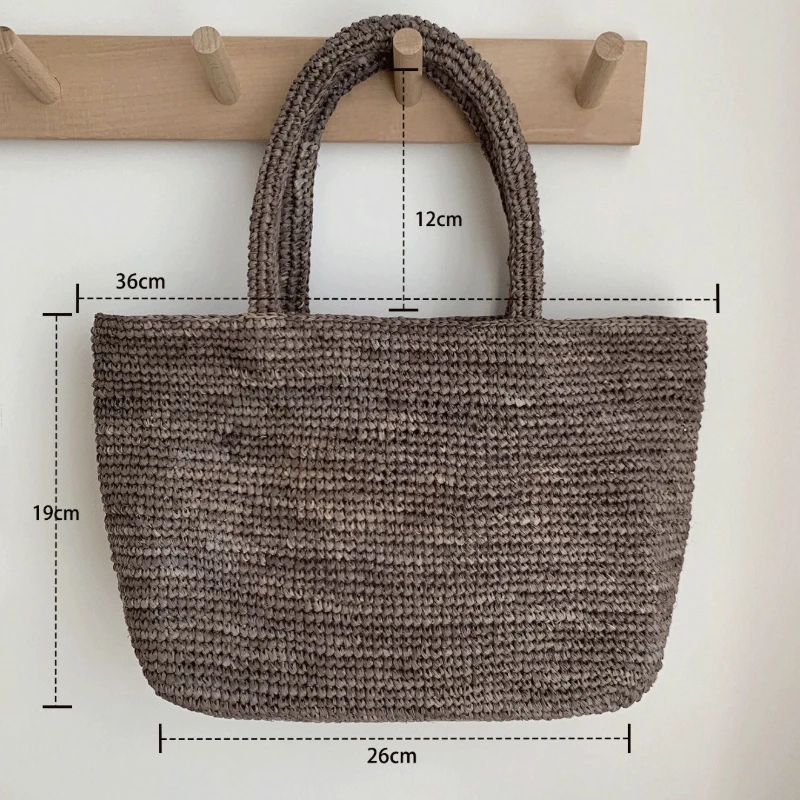 Handmade Raffia Straw Bags for Women Shoulder Bag Summer Woven Beach Bag NEW Natural Grass Handbag Vacation Shopper Tote Purses 5