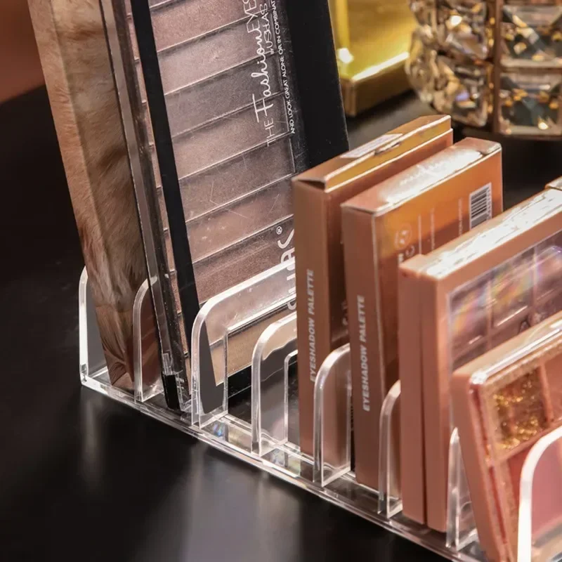 Clear Acrylic Makeup Organizer - Eyeshadow Palette Display Stand & 7 Slot Lipstick Holder Space Saving Vanity Desk Storage 4