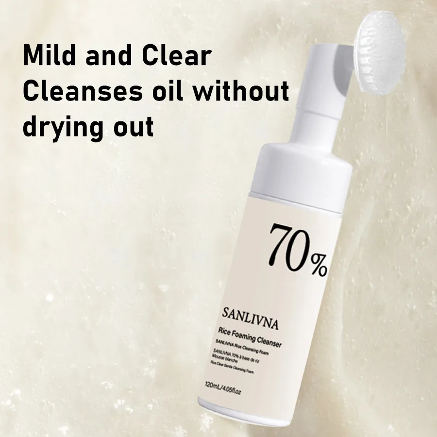 Rice Toner 70% Rice Extract Serum with Niacinamide, Rice Cleansing Foam, Deep Cleansing, Moisturizer for Dry Skin, Skin Care Set 4