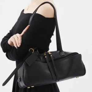 Leather Boston Briefcase Large Capacity Commuter Shoulder Bag Crossbody Bag Pillow Bag for Women Soft and Durable 1
