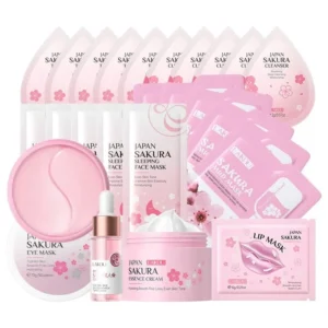 24pcs Sakura Skin Care Set Eye & Lip Masks Serum Nud Masks Cleanser Toner Essence Cream Moisturizing Smoothing Nourishing Beauty 1