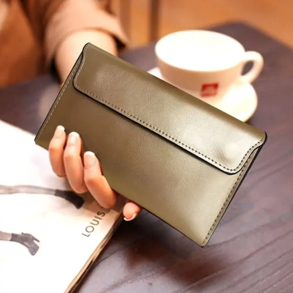 Slim Genuine Leather Women Long Wallet Large Capacity Female Coin Purse Portable Clutch Bag Cowhide Wallet for Women 2