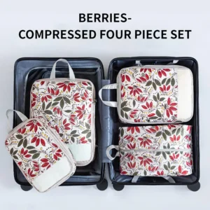 Foldable Compressible Packing Cubes, Waterproof Travel Storage Bag,Polyester Suitcase, Portable With Handbag, Luggage Organizer 1